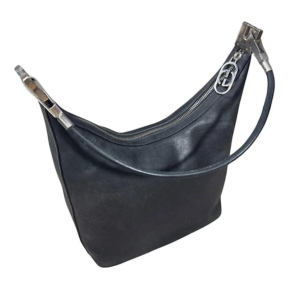 GUCCI 1997 TOM FORD ERA Smooth Black Calfskin‎ Leather Hobo 3814 w/ GG DustBag - Picture 3 of 13